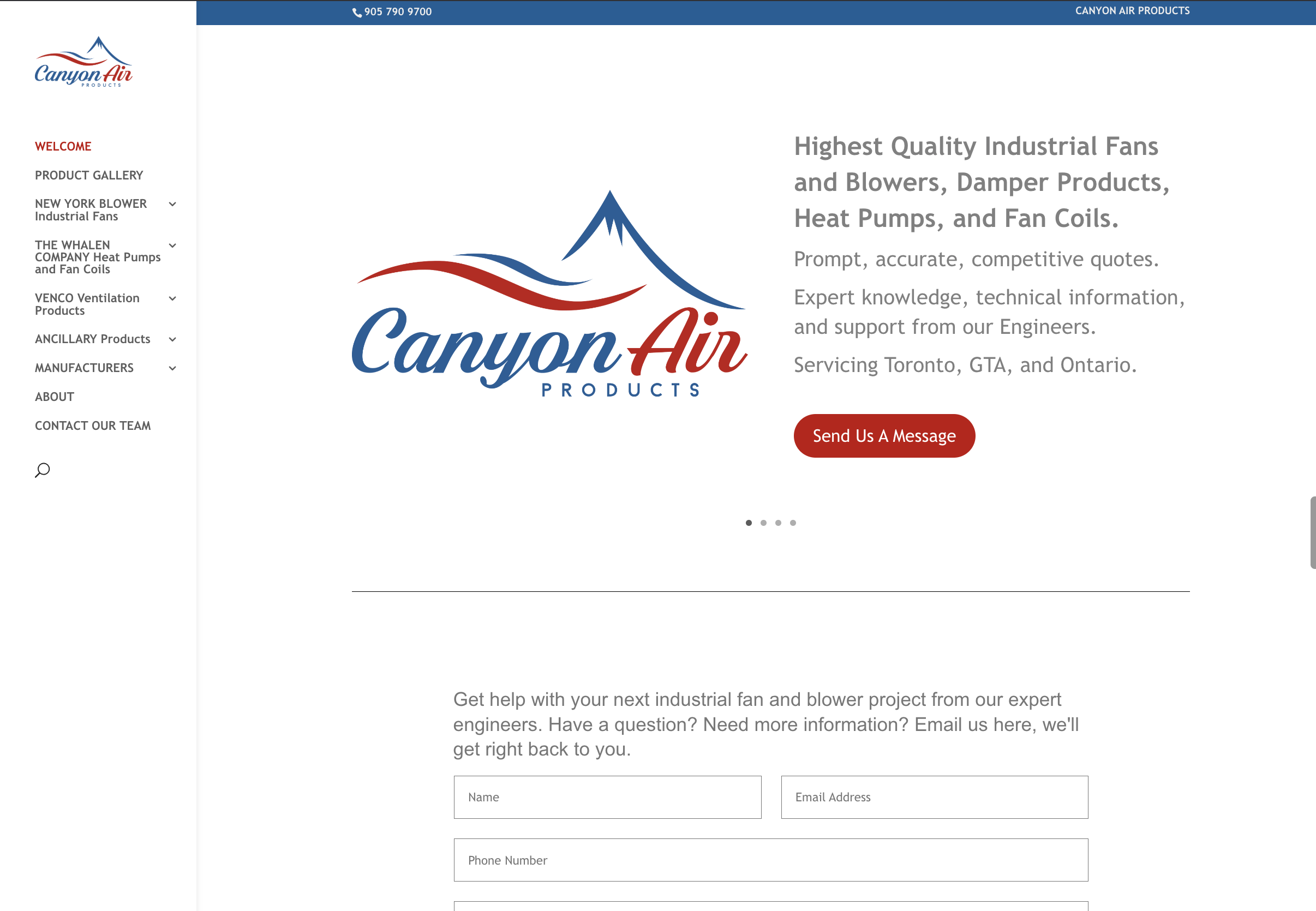 CanyonAirProducts.com screenshot of home page CanyonAirProducts.com screenshot of home page