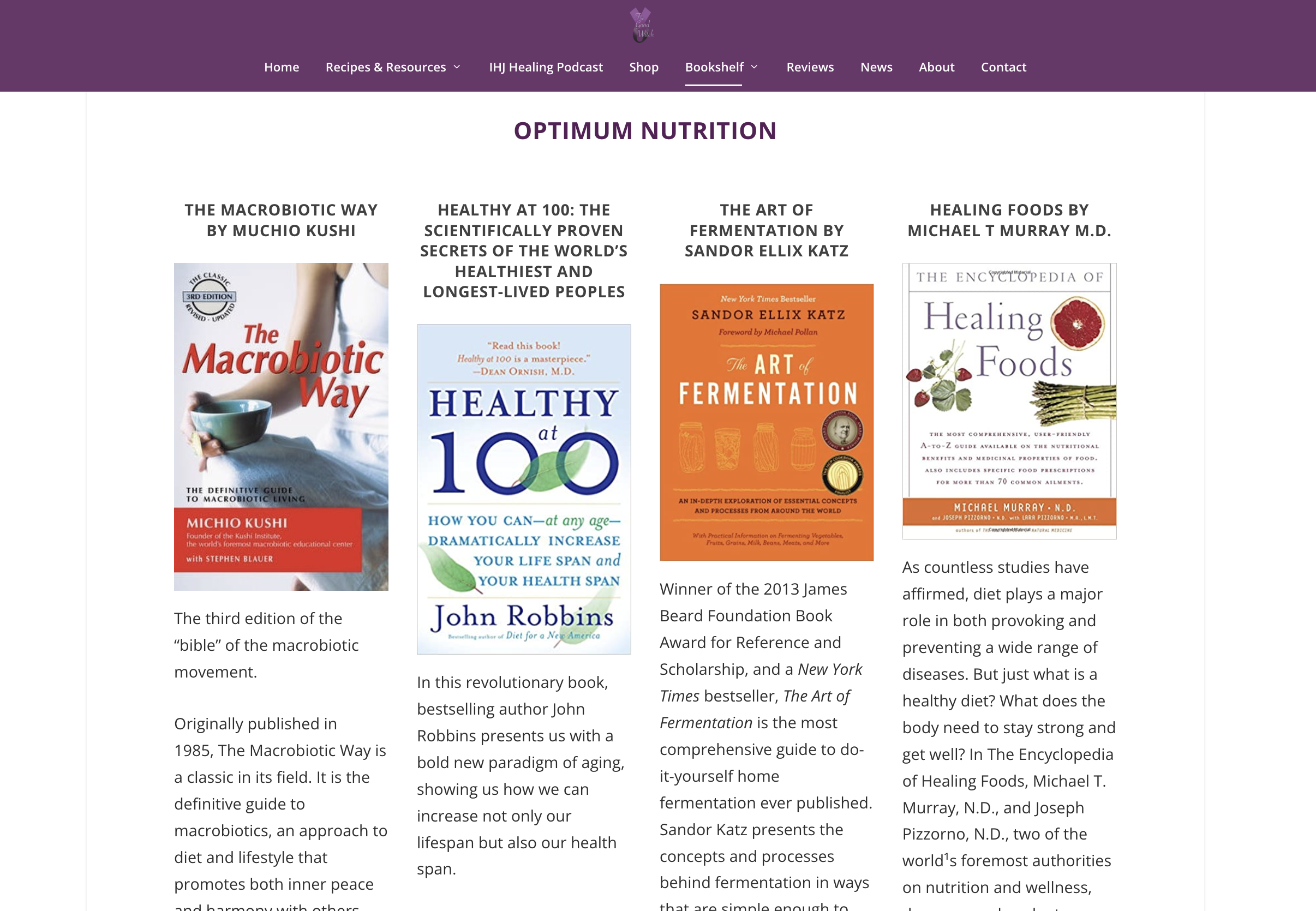 TheGoodWitch.ca screenshot of bookshelf page TheGoodWitch.ca screenshot of bookshelf page