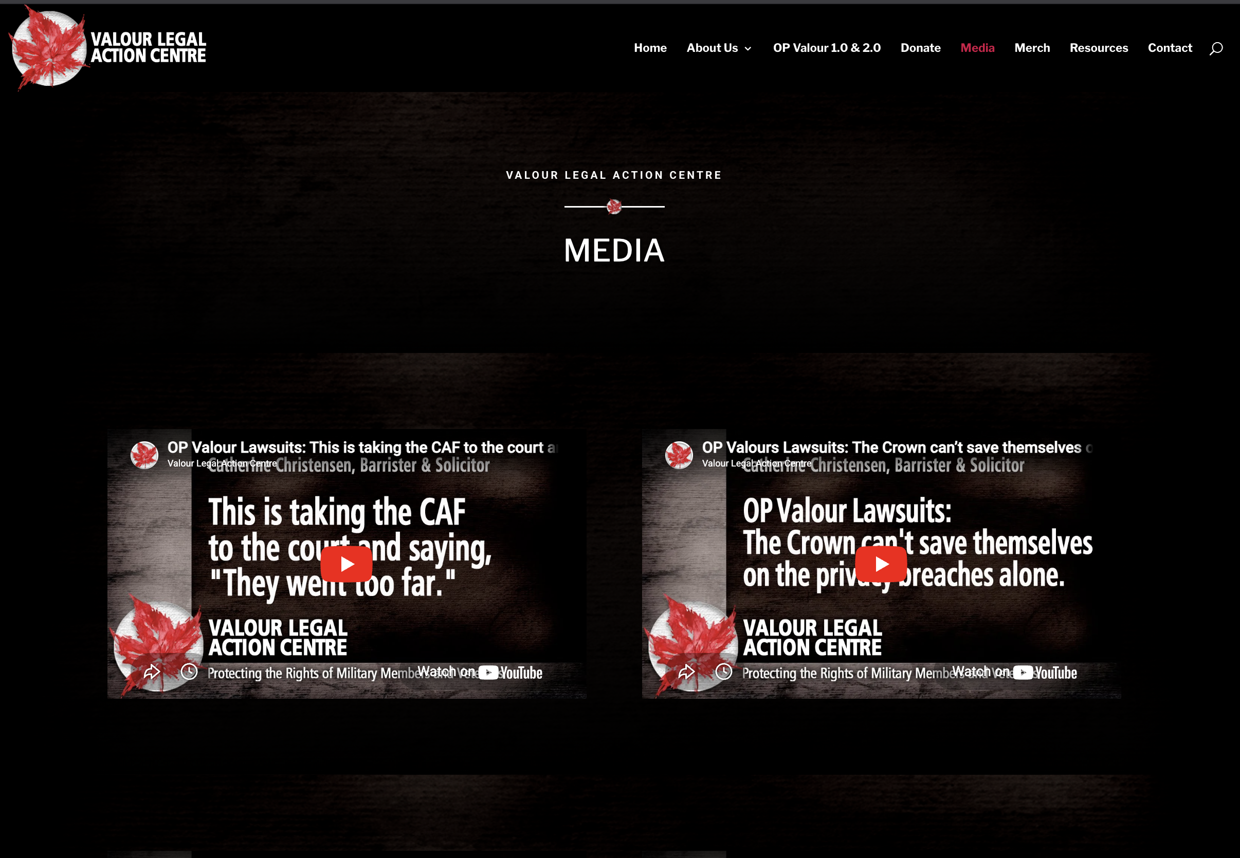 ValourLegalActionCentre.org screenshot of home page ValourLegalActionCentre.org screenshot of home page