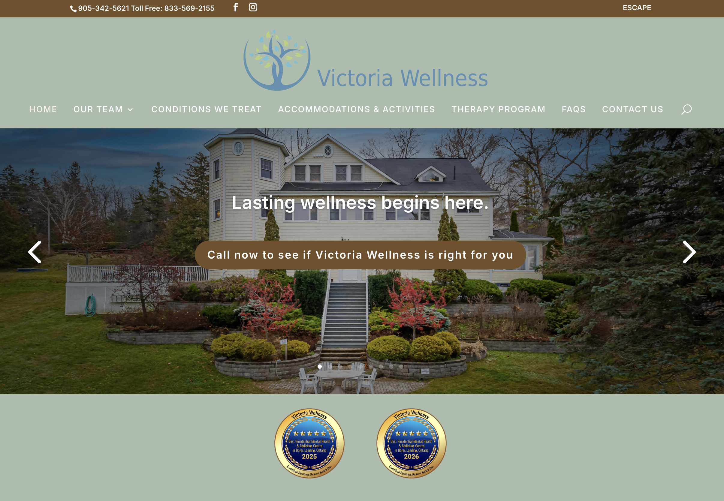 VictoriaWellness.ca screenshot of home page VictoriaWellness.ca screenshot of home page